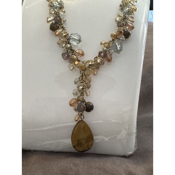 -NECKLACE & EARRING SET VTG Avon 80s Gold Tone Tiger Eye Fish Hook - Picture 13 of 16